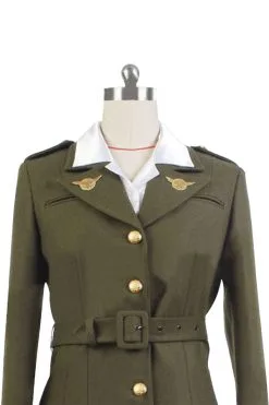 NewCosplay Captain America: The First Avenger Agent Peggy Carter Suit Cosplay Costume Version Green -Costumes Cosplay Sales 11005429 7