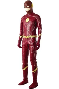 NewCosplay The Flash Season 4 Barry Allen Flash Outfit Jumpsuit Uniform Cosplay Costume+shoes Whole Set -Costumes Cosplay Sales 131405 2
