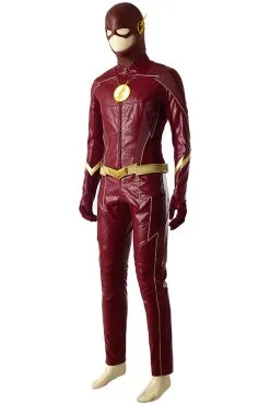 NewCosplay The Flash Season 4 Barry Allen Flash Outfit Jumpsuit Uniform Cosplay Costume+shoes Whole Set -Costumes Cosplay Sales 131405 4