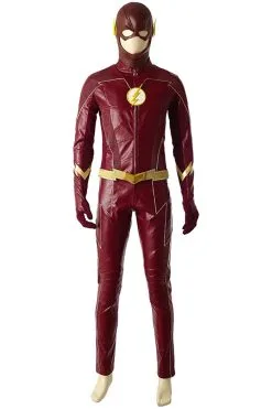 NewCosplay The Flash Season 4 Barry Allen Flash Outfit Jumpsuit Uniform Cosplay Costume+shoes Whole Set -Costumes Cosplay Sales 131405 5
