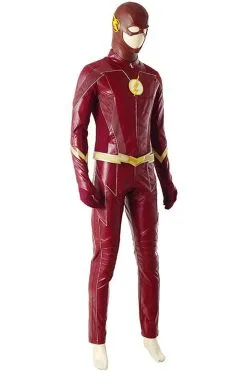 NewCosplay The Flash Season 4 Barry Allen Flash Outfit Jumpsuit Uniform Cosplay Costume+shoes Whole Set -Costumes Cosplay Sales 131405 7