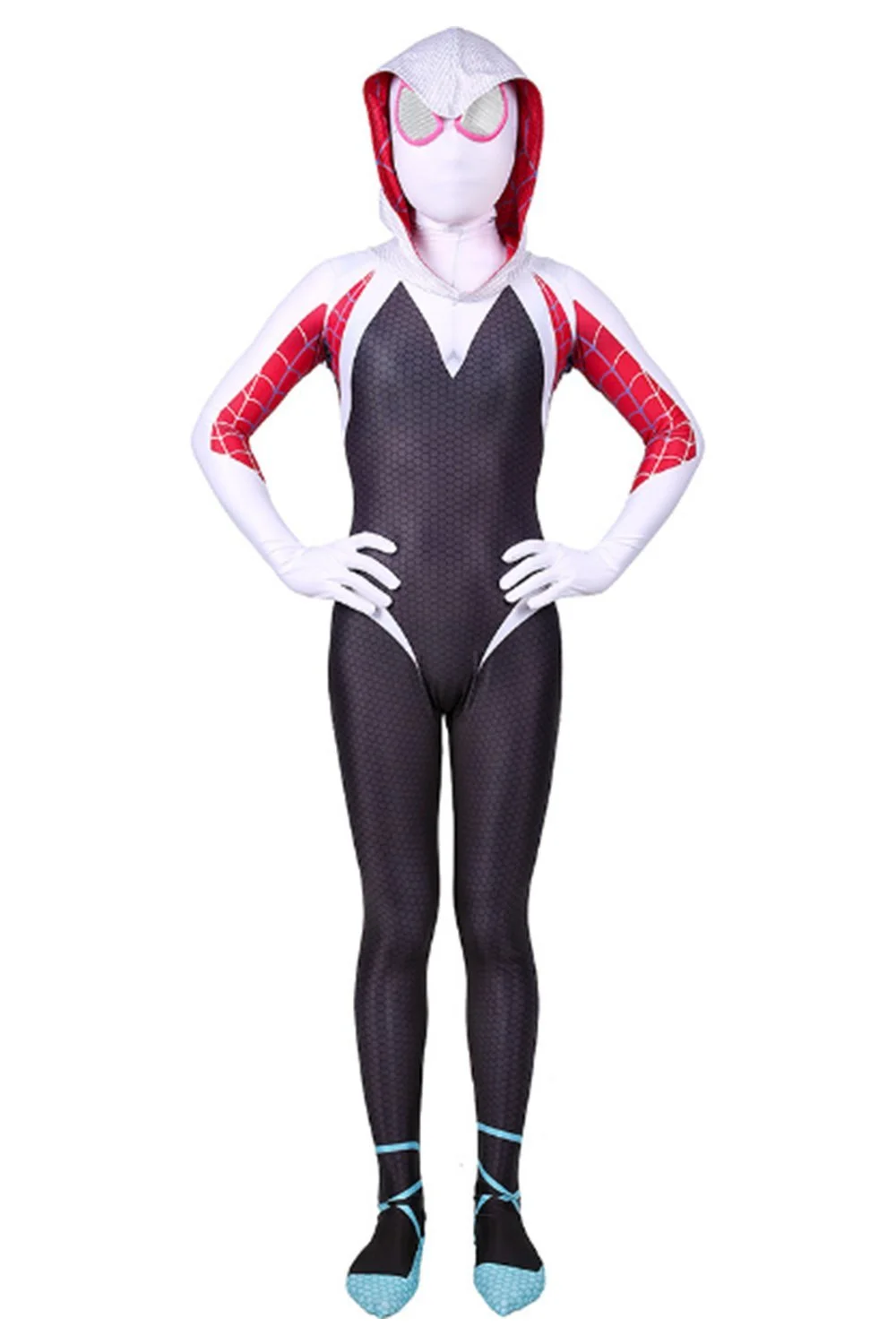 New Cosplaysky Spider-Man: Into The Spider-Verse Spider-Gwen Kids Children Halloween Cosplay Costumes 3 New Cosplaysky Spider-Man: Into The Spider-Verse Spider-Gwen Kids Children Halloween Cosplay Costumes