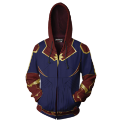New Cosplaysky Teen Zip-Up Hoodie Avengers 4 Captain Marvel Carol Danvers 3D Sweatshirt
