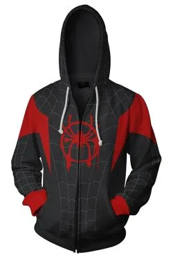 New Cosplaysky Unisex Adult Hoodie Miles Morales Spider-Man 3D Printed Zip Up Hooded Sweatshirt