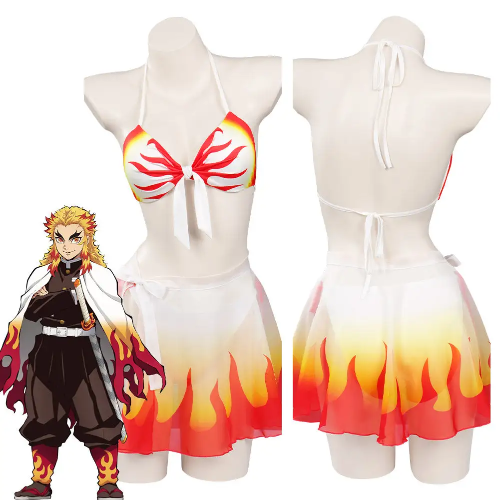NewCosplay Rengoku Kyoujurou Sexy Jumpsuit Swimsuit Outfits 4 NewCosplay Rengoku Kyoujurou Sexy Jumpsuit Swimsuit Outfits - Image 2