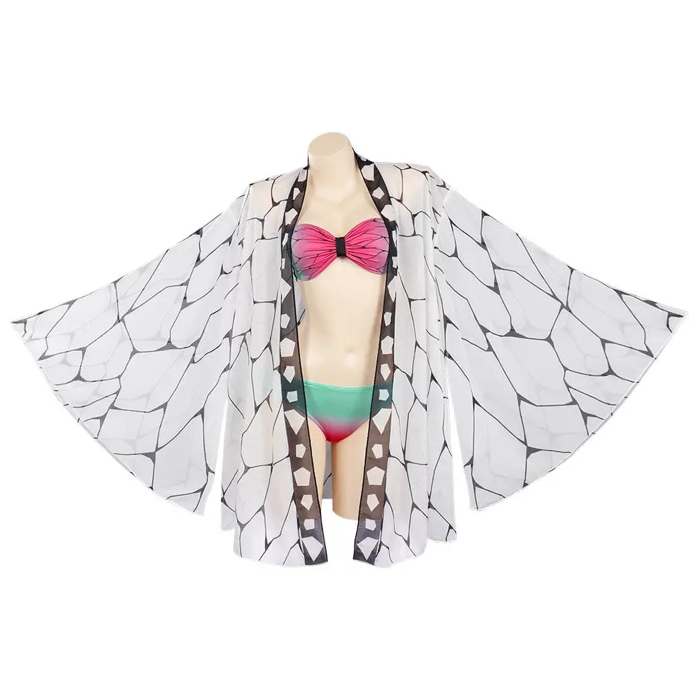 Fansholiday Kochou Shinobu Three-Piece Cloak Swimsuit Cosplay Costume 3 Fansholiday Kochou Shinobu Three-Piece Cloak Swimsuit Cosplay Costume - Image 2