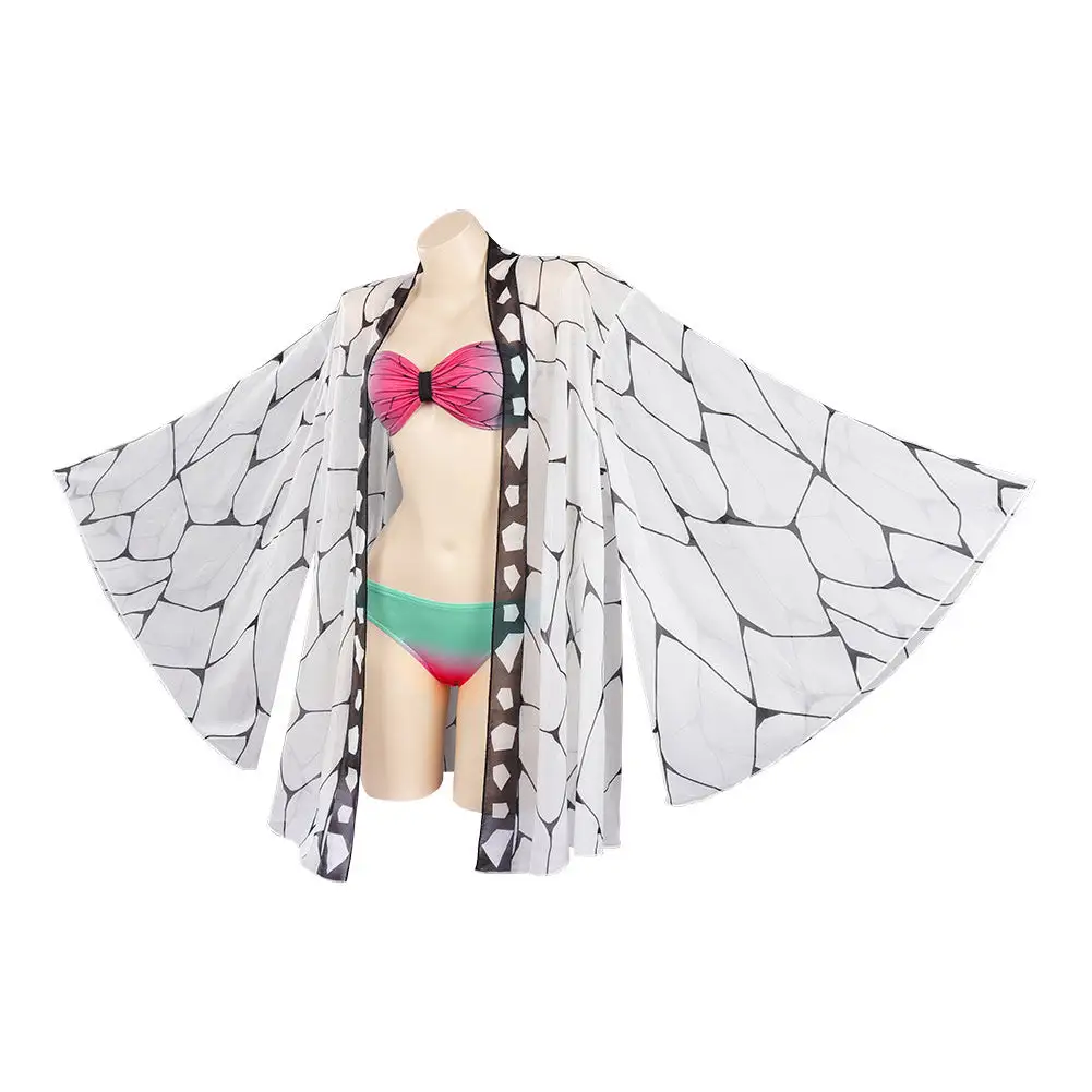 Fansholiday Kochou Shinobu Three-Piece Cloak Swimsuit Cosplay Costume 4 Fansholiday Kochou Shinobu Three-Piece Cloak Swimsuit Cosplay Costume - Image 3