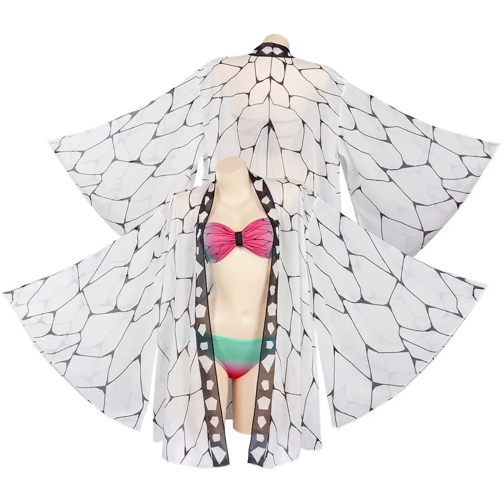 Fansholiday Kochou Shinobu Three-Piece Cloak Swimsuit Cosplay Costume 2 Fansholiday Kochou Shinobu Three-Piece Cloak Swimsuit Cosplay Costume