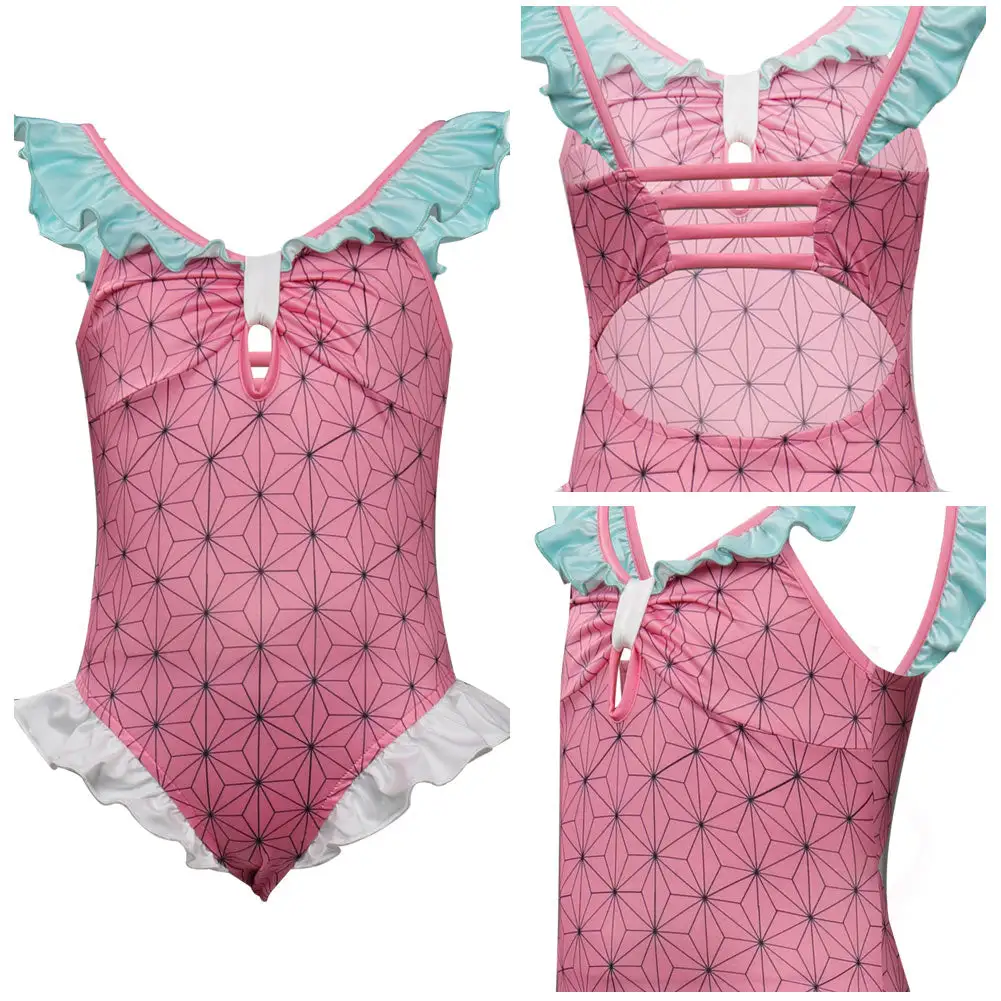 New Cosplaysky Kids Girls Kamado Nezuko Cosplay Costumes Jumpsuit Swimsuit 3 New Cosplaysky Kids Girls Kamado Nezuko Cosplay Costumes Jumpsuit Swimsuit
