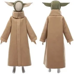 NewCosplay The Mandalorian Season 2-Baby Yoda Grogu Coat Headgear Cosplay Costume For Kids