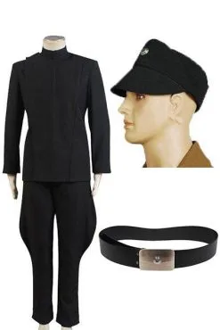 NewCosplay Star Wars Imperial Officer Black Uniform Costume + Hat + Belt