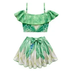 NewCosplay Kids Girls Tiana Swimsuit Cosplay Costume Two-Piece Swimwear Outfits