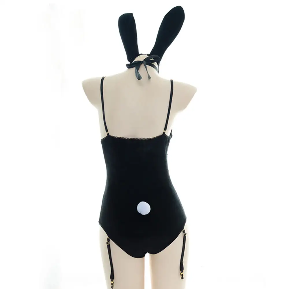 NewCosplay Black Velvet Rabbit Bunny Girls Uniform Jumpsuit Outfits Halloween Carnival Suit Cosplay Costume 6 NewCosplay Black Velvet Rabbit Bunny Girls Uniform Jumpsuit Outfits Halloween Carnival Suit Cosplay Costume - Image 4
