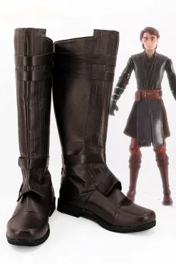 NewCosplay Star Wars Anakin Skywalker Brown Boots Cosplay Shoes -Costumes Cosplay Sales 3563 anakin skywalker 3 min