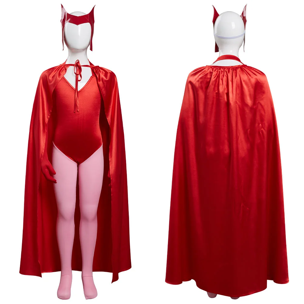 NewCosplay WandaVision Scarlet Witch Wanda Maximoff Costume For Kids Children Cosplay Costume 3 NewCosplay WandaVision Scarlet Witch Wanda Maximoff Costume For Kids Children Cosplay Costume