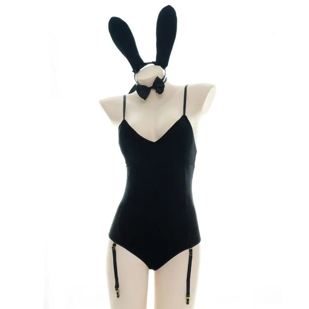 NewCosplay Black Velvet Rabbit Bunny Girls Uniform Jumpsuit Outfits Halloween Carnival Suit Cosplay Costume 4 NewCosplay Black Velvet Rabbit Bunny Girls Uniform Jumpsuit Outfits Halloween Carnival Suit Cosplay Costume - Image 2